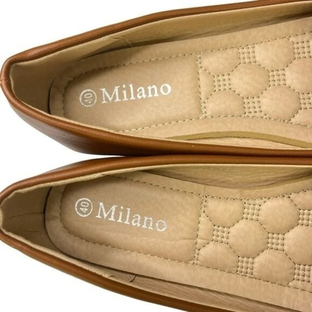 Milano Ballet Flats‎ Pointed Toe Gold Ring Preppy Parisian Quiet Luxury Chic 9